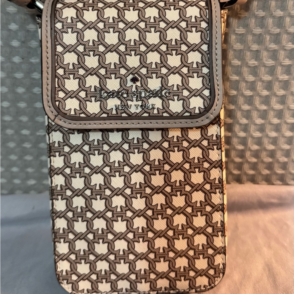 Kate Spade Cream and Brown Patterned Crossbody